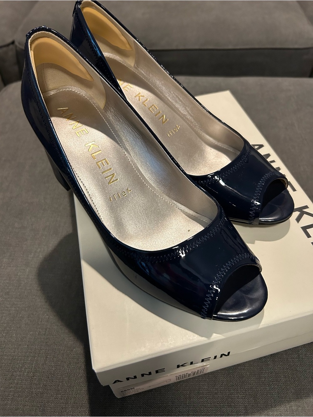 Anne Klein Meredith navy peep toe pumps